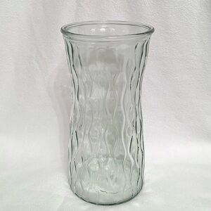 Wavy Textured Glass Floral Vase, 9”